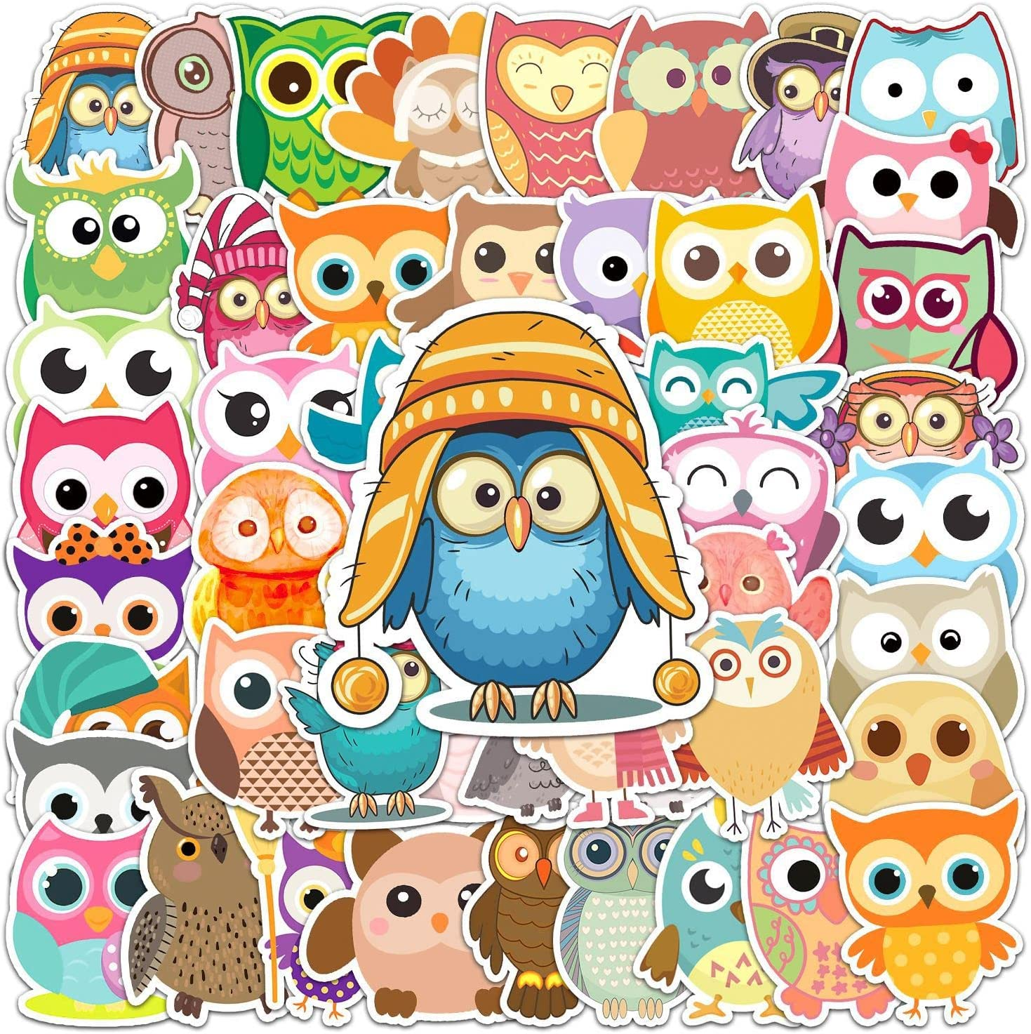 50 Packs Owl Stickers Water Bottles Laptop Phone Motorcycle Computer Guitar Skateboard Hydroflasks Owl Vinyl Sticker Waterproof Aesthetic Trendy Decals for Teens Girls Adults image number 1