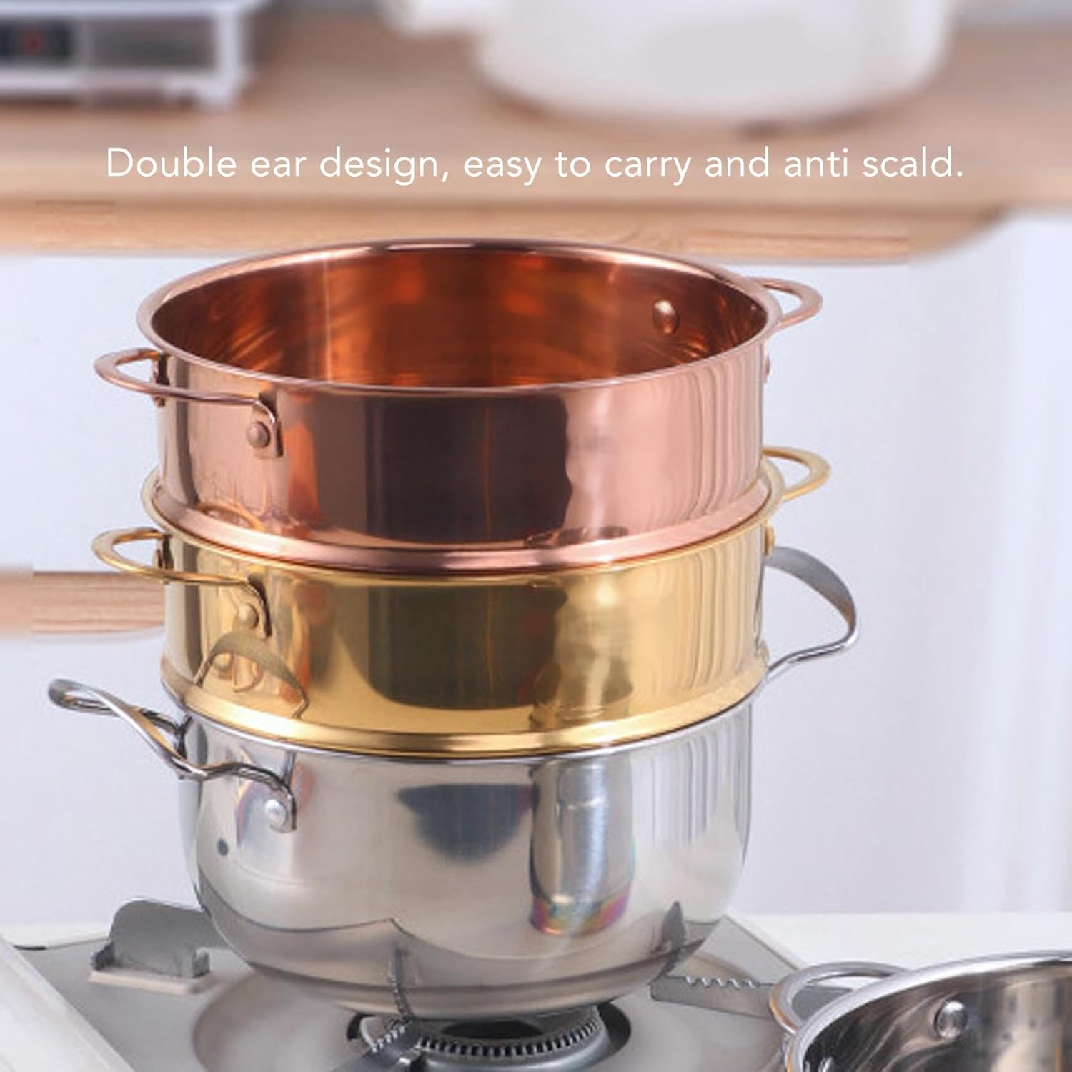 Food Steamer Basket, Stainless Steel Grid with Double Handle for Pressure Cooker, Bun Rack, Colander Kitchen Cookware (Gold) image number 2