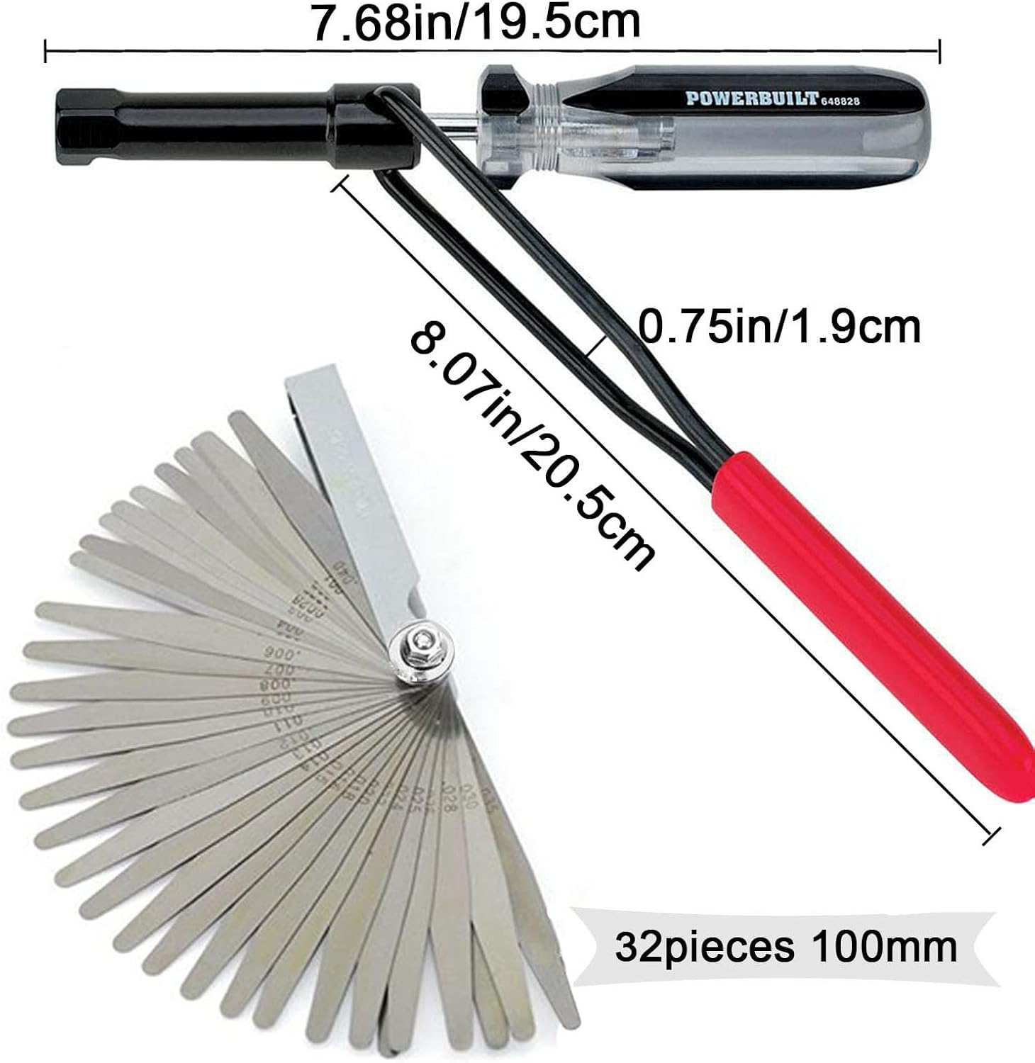 10Mm Jam Nut Valve Adjustment Tool with 32 Precision Feeler Gauges for Honda, Nissan, Toyota, and Japanese Car Engines&mdash;Valve Lash and Clearance Adjustment Kit image number 3