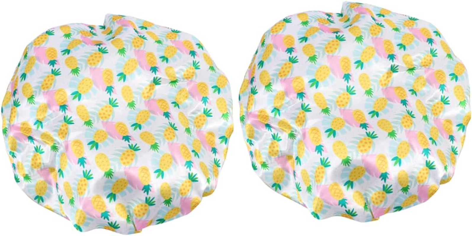 HONITANO Waterproof Shower Caps for Women 2Pcs Double Layer Peva Satin Bathing Hair Protective Hats Red Flamingo Print Adult Bath Caps for Daily Bathroom Use