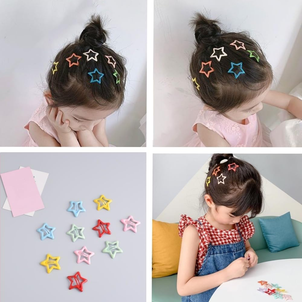 CAASFOOY 20 Pieces Cute Hair Clips for Girls, Colorful Hair Clips for Girls, Colorful Star Hair Clips for Children'S Day Party image number 4