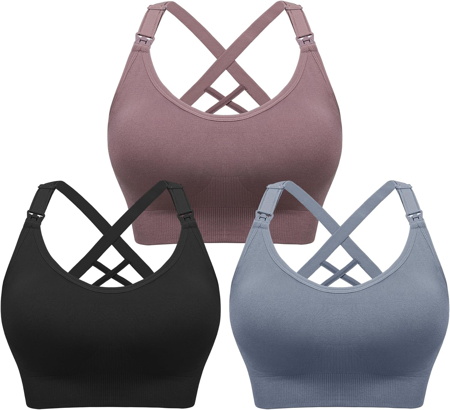 Angelhood Nursing Bras for Breastfeeding, Seamless Nursing Sports Bra Low-Impact Support Yoga Maternity Bras for Pregnancy