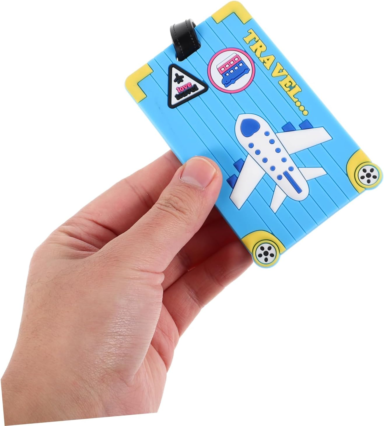 COSMEVIVI Luggage Tags Fun Airplane Design Travel Name Tags Lightweight Versatile Card Holder image number 4