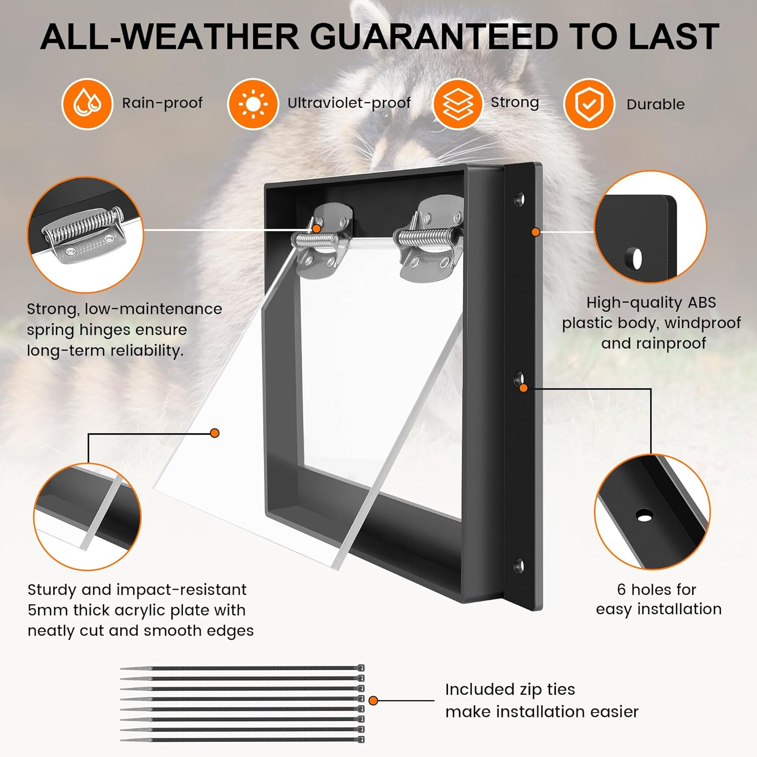 Artowell Raccoon One Way Eviction Door - the Contactless Excluder, Perfect for Outdoor Spaces like Attics, Chimneys & under Decks. Fast Results, Easy DIY Installation image number 1
