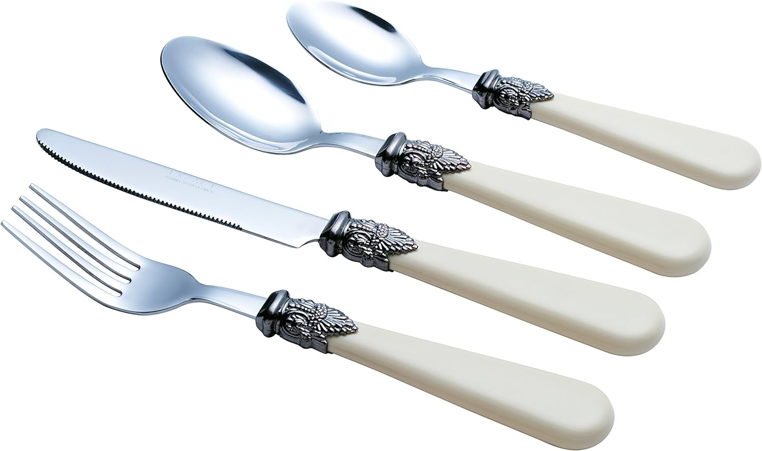 Exzact Vintage Cutlery Set 24Pcs Antique Cream Handles/Flatware Stainless Steel with Ivory Coloured Detailed Handles, Traditional Elegant Vintage/Antique Style image number 1
