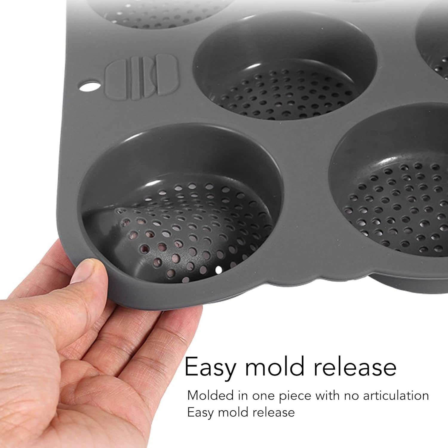 8 Cavity Hamburger Bread Pan and 4 Cavity Baguette Pan, Silicone Hamburger Buns, Non Stick Baking Pan, Perforated Design, Heat Circulation, Easy Release, Black image number 6