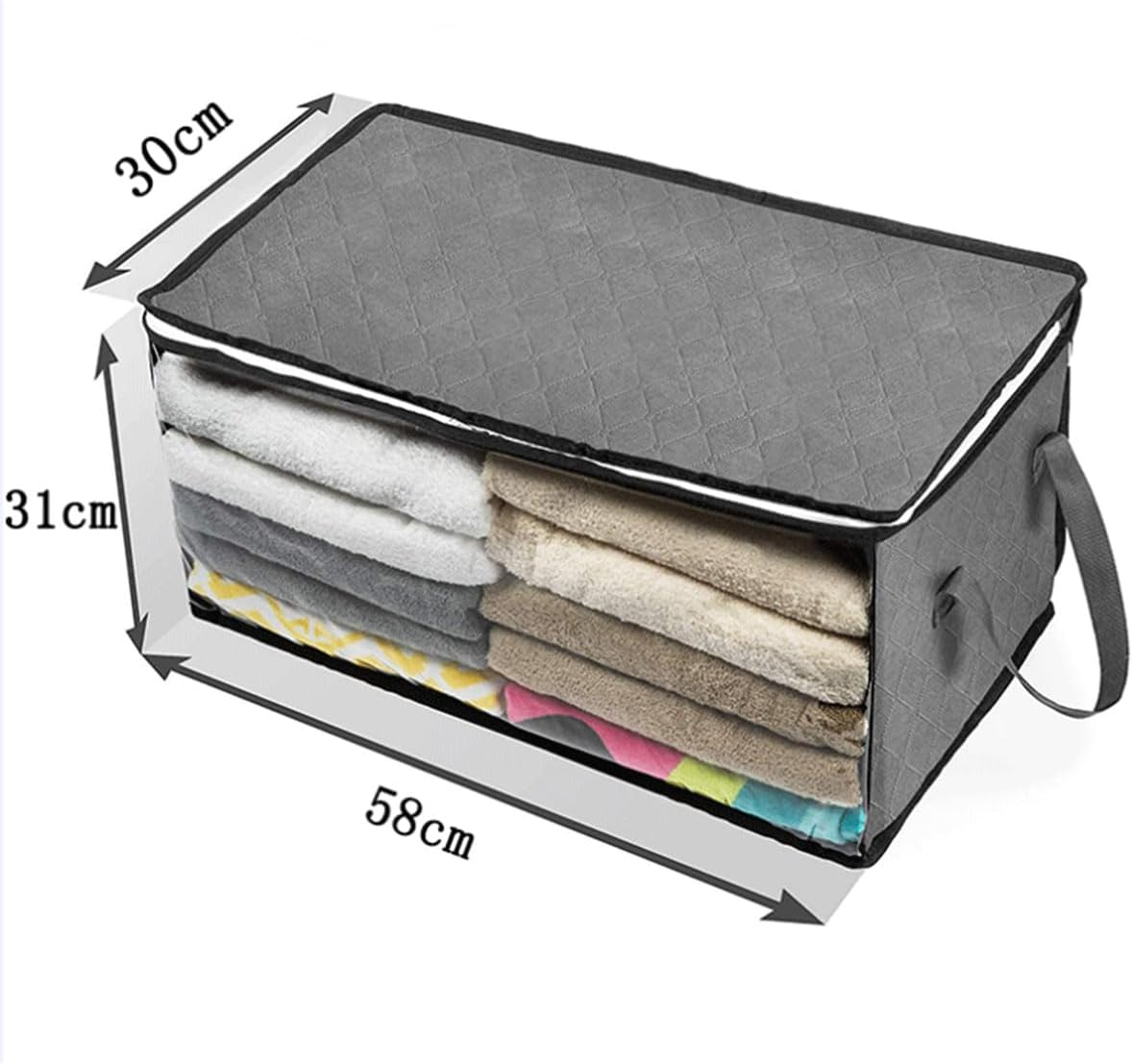 Portable Easy to Carry Quilt Bag Box Flat Foldable Home Storage Organisation (Blue) image number 3