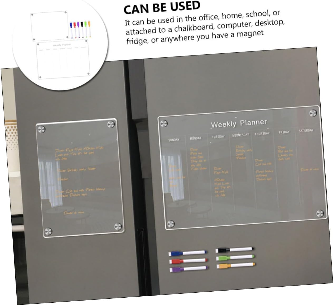 COHEALI Magnetic Note Board Fridge Dry Erase Board Schedule Planning Whiteboard Smooth Writing Surface Memo Reminder