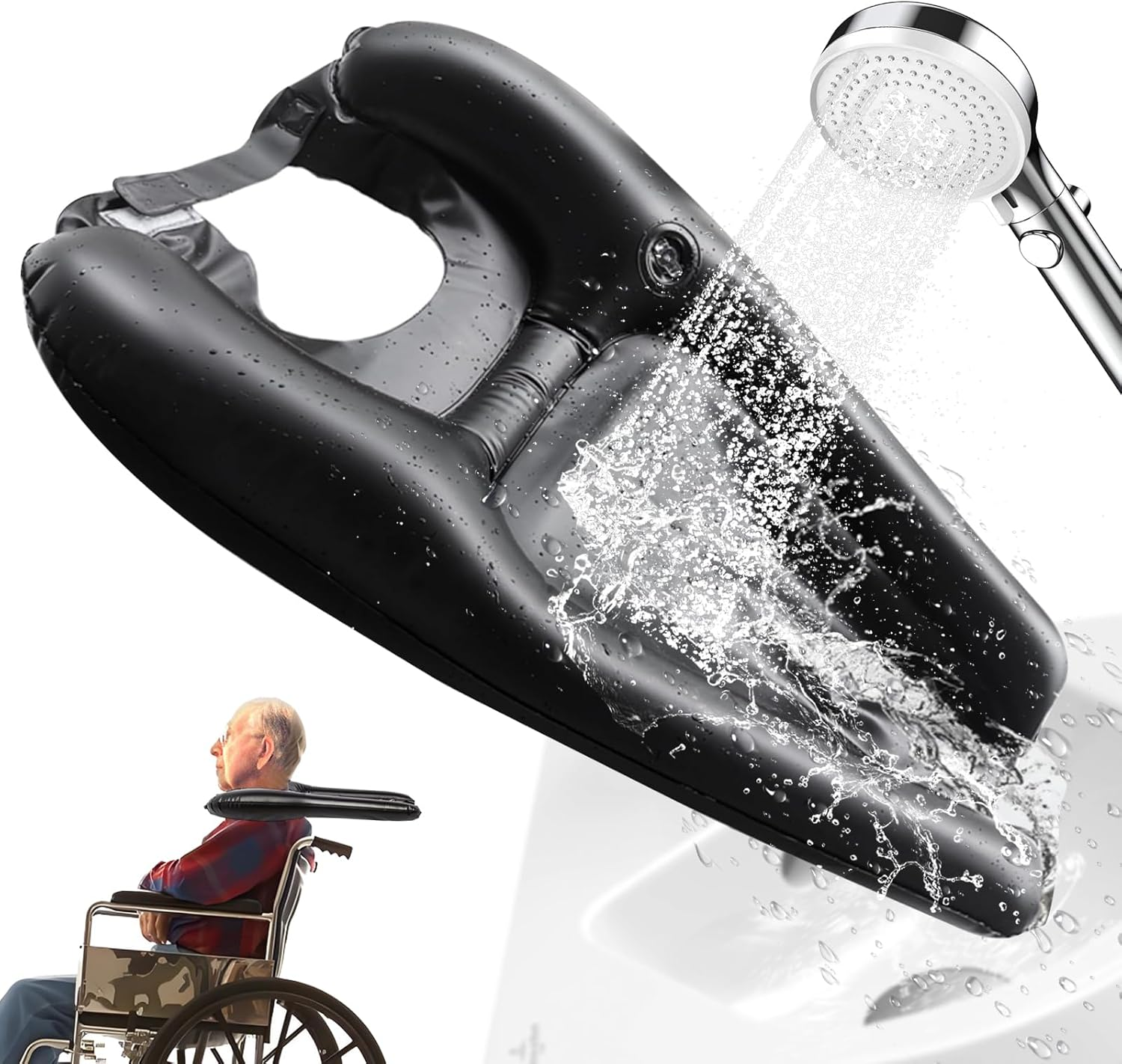 ZEYUEHUI Portable Shampoo Bowl, Inflatable Hair Washing Tray for Sink at Home for Bedridden, Seniors, Handicapped, Pregnant, Lightweight Hair Washing Sink image number 3