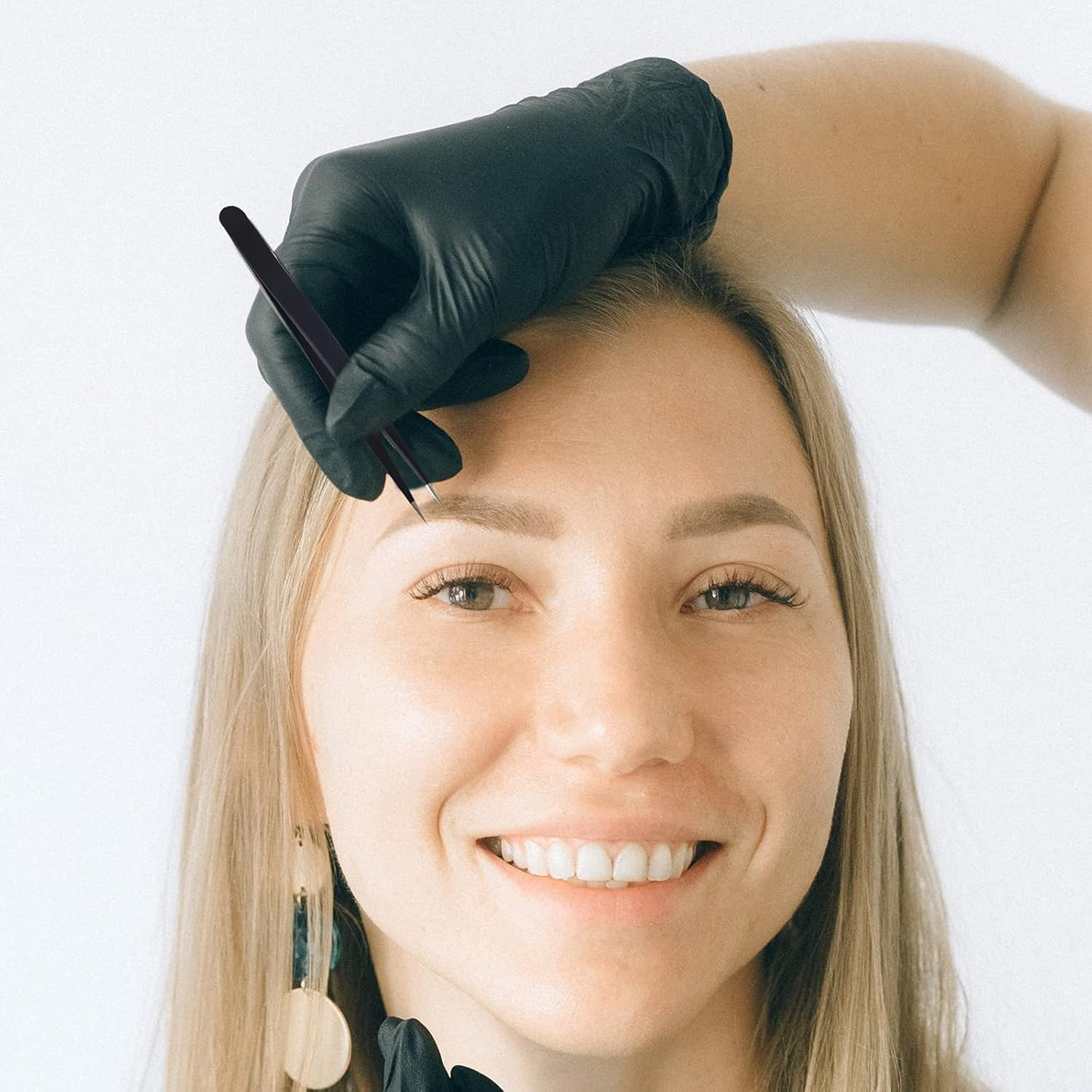 AIEX 2 Pieces Eyelash Clips, Stainless Steel Eyelash Extension Pliers with Straight and Curved Tips (Black) image number 3