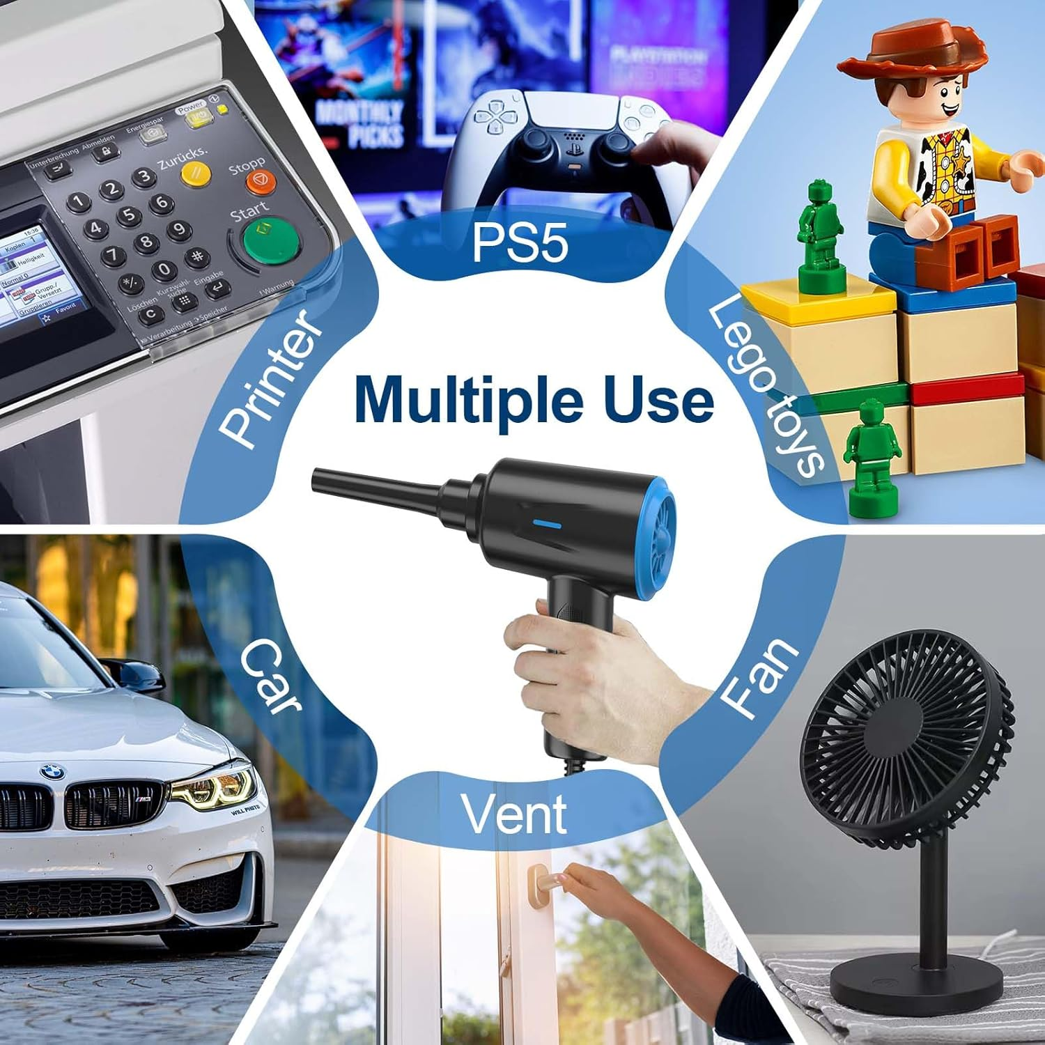 Meudeen Air Duster - Electric Air Blower - 5.74Oz High Power Cleaning for Computer - PC - 2 Gear Compressed Air (Green) image number 6