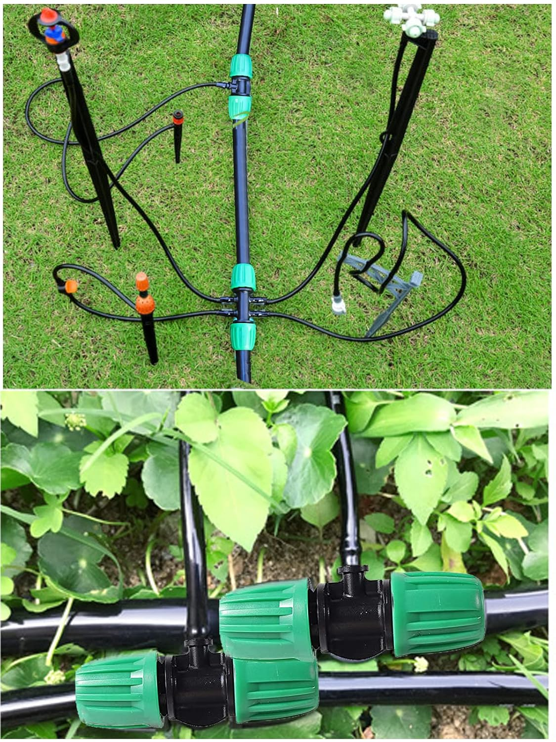 21 PCS Drip Irrigation Fittings Kit for 1/2 Inch to 1/4 Inch Irrigation Tube Anti-Drop Premiun Quality Fitting,Barbed Locked Nuts Connectors image number 2