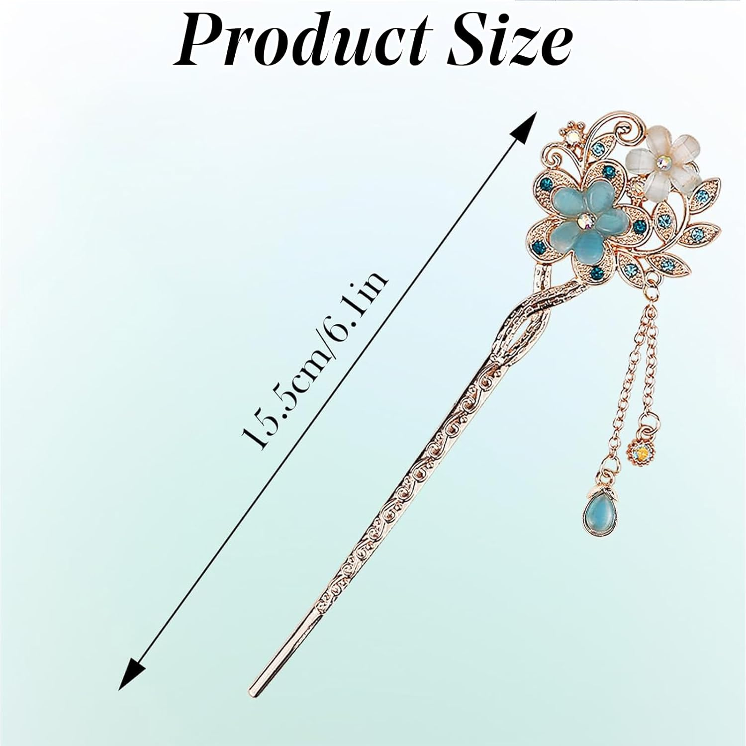 Vintage Hair Stick Opal Hair Sticks Hair Chinese Hair Pins Old Hair Clip (Blue) 1 Piece (Pack of 1) image number 2