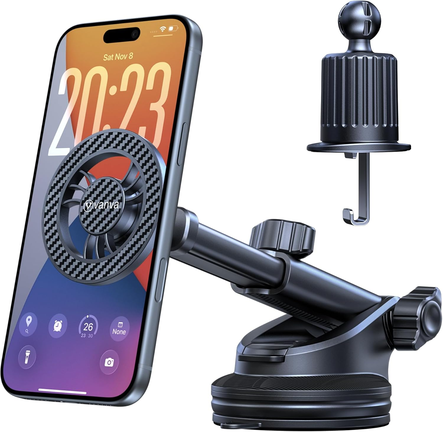 Vanva for Magsafe Car Mount [ Military-Grade Protection ], Magnetic Phone Holder Fordashboard/Windshield/Air Vent, Universal Cell Phone Holder Compatible with Iphone 17/16/15/14/13/12 & Samsung (B1)
