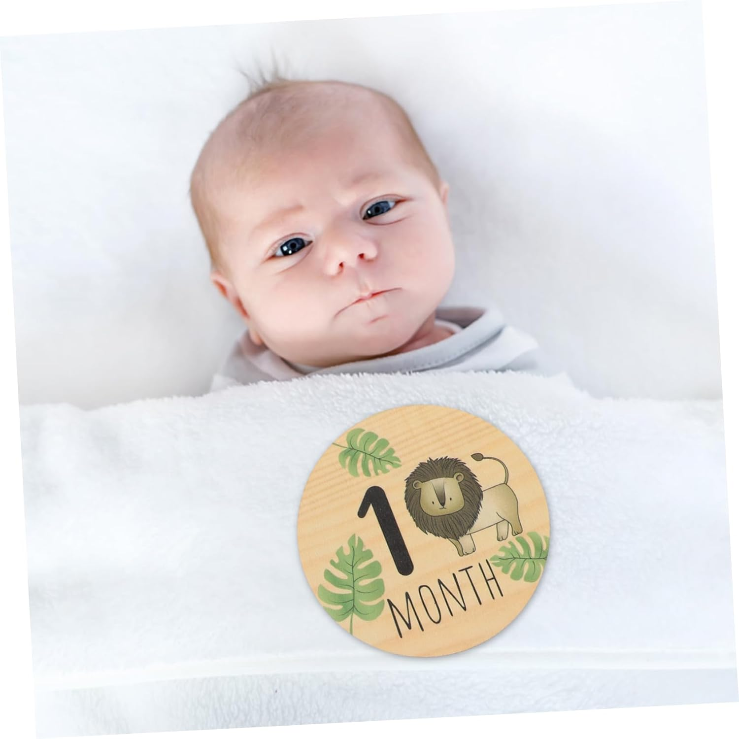 7Pcs Wooden Milestone Signs Double-Sided Cartoon Animal Monthly Cards for Newborn Announcements Photography Props and Shower Decor image number 5