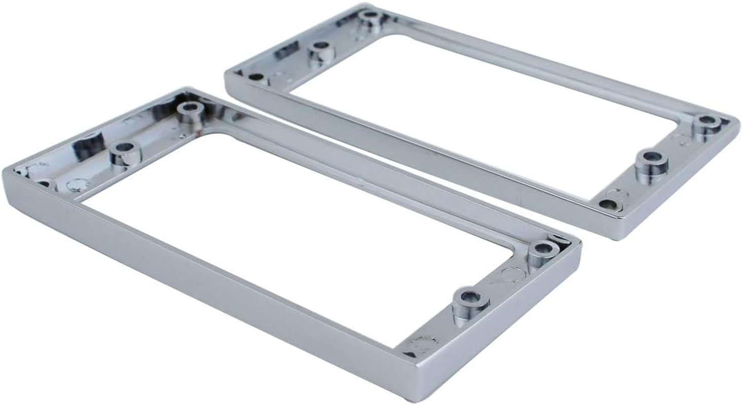Guyker Flat Metal Humbucker Pickup Mounting Ring Set - Bridge Neck Pickups Cover Frame Replacement Part for Electric Guitar or Precision Bass(2Pcs, Chrome) image number 4