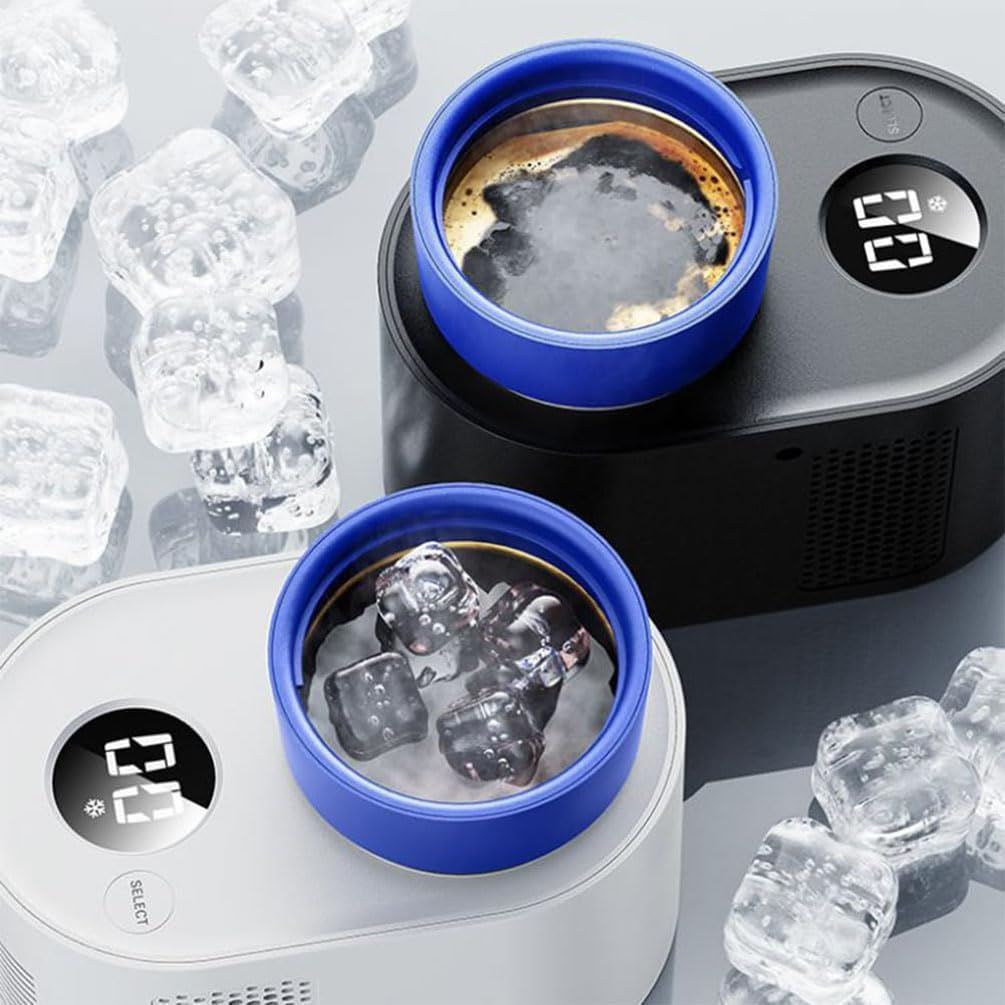 Car Cup Cooler with Display Temperature, 12V Electric Cooling Cup, Car Cup Cooler Warmer Dual Function, Temperature Setting Smart Cup Warmer, Portable Car Refrigeration Cup, LCD Display, for Outdoor - White image number 4