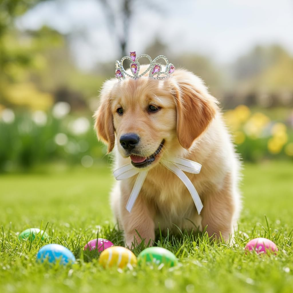 Lovelyshop Pet Series Pink Gem Rhinestone Dog/Cat Tiara Crown for Costume Hair Accessories -Medium Size image number 6