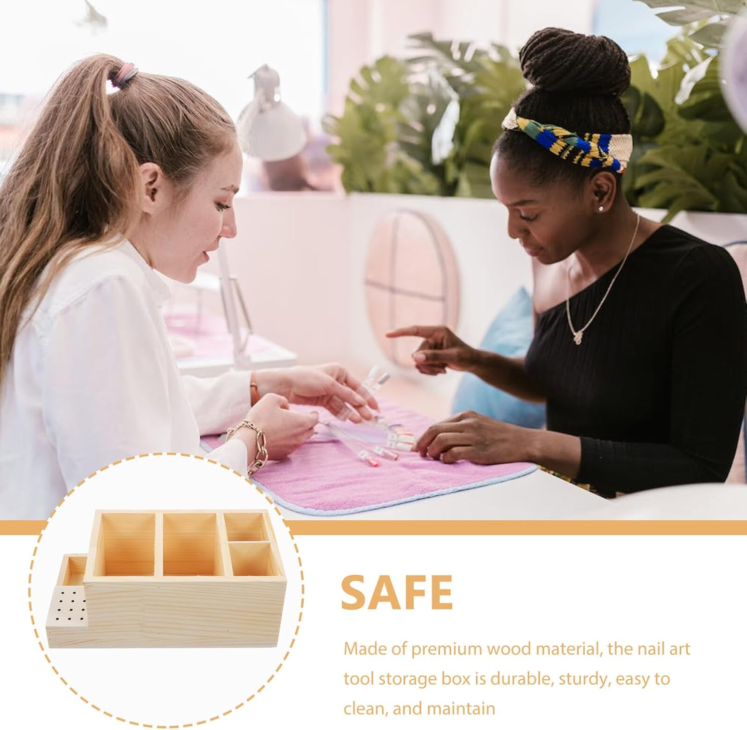 DONFAMDS Nail Drill Bits Storage Holder Nail Drill Bit Organizer Box for Manicure Tools Desktop Storage Premium Wood Material for Salon and Home Use image number 3