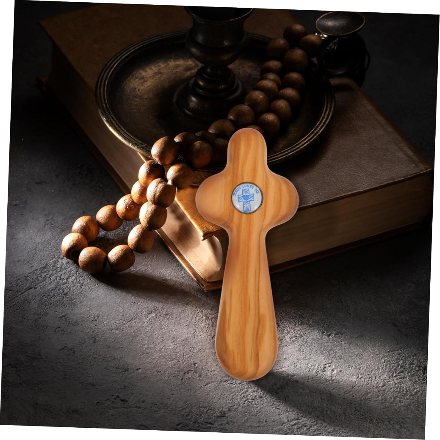Veemoon Handheld Catholic Cross for Confirmation Wooden Cross Ornaments for First Communion Christian Gifts image number 5