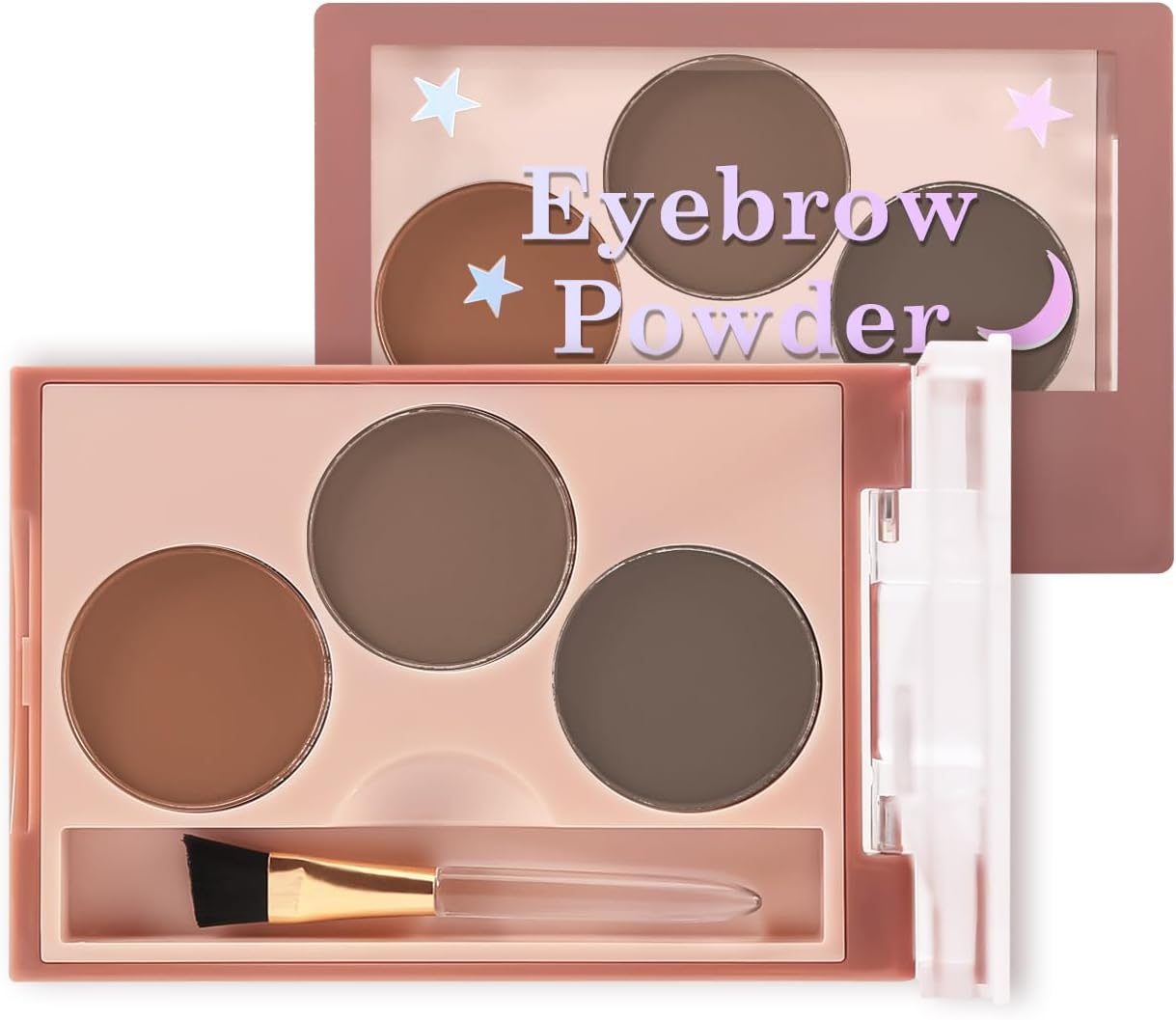Boobeen 3 Colors Eyebrow Powder Makeup Palette, Eyebrow Shaping Kit, Beveled Brow Brush, Creates Perfectly Shaped 3D Brows