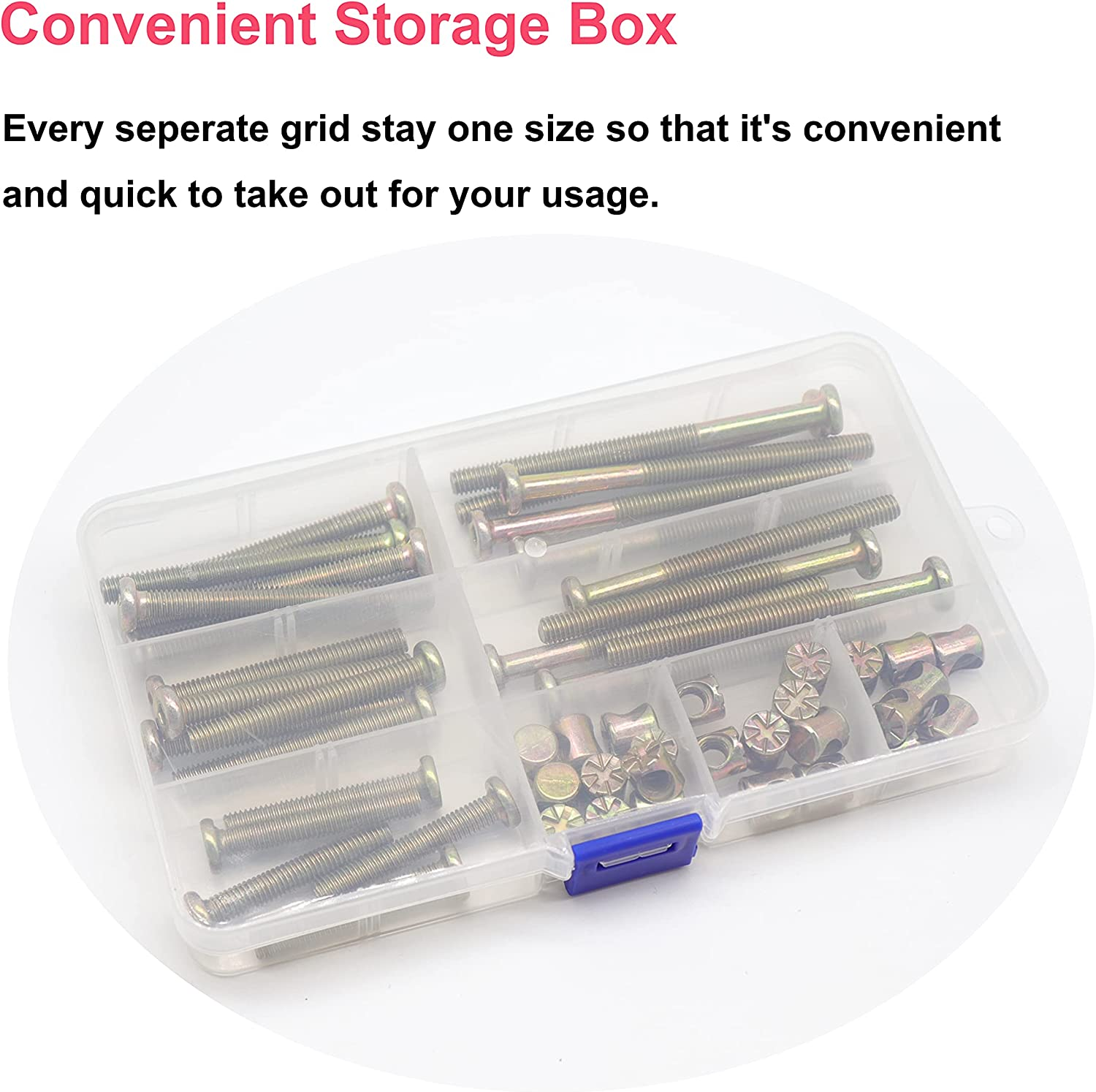 Cseao Baby Bed Crib Screws Hardware Replacement Kit, 25-Set M6X40Mm/ 50Mm/ 60Mm/ 70Mm/ 80Mm Hex Drive Socket Cap Screws Barrel Nuts Assortment Kit for Beds Headboards Chairs Furniture image number 1