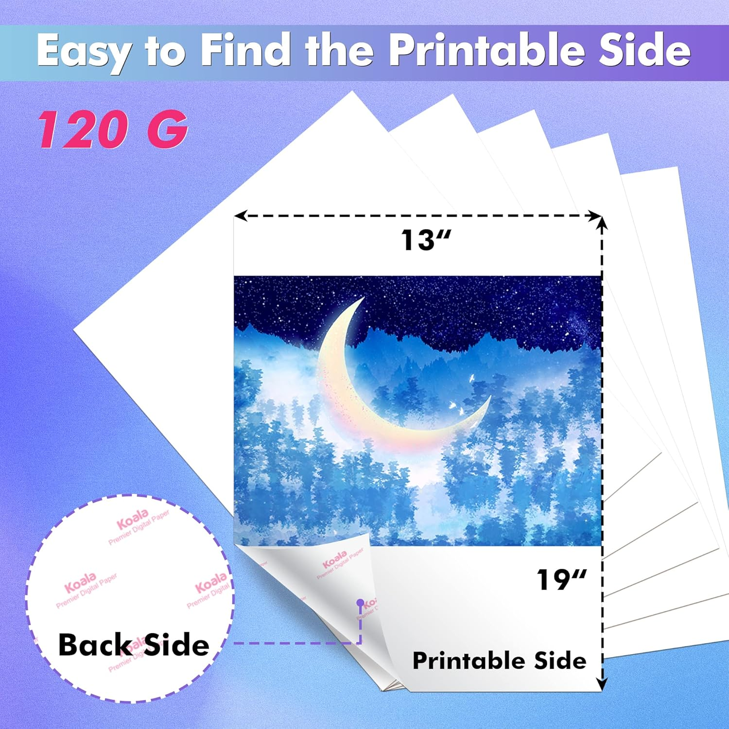 Koala 120 Sheets Sublimation Paper 13X19 for Heat Transfer DIY Gift Compatible with Epson Sawgrass Ricoh HP Canon Inkjet Printer with Sublimation Ink image number 1