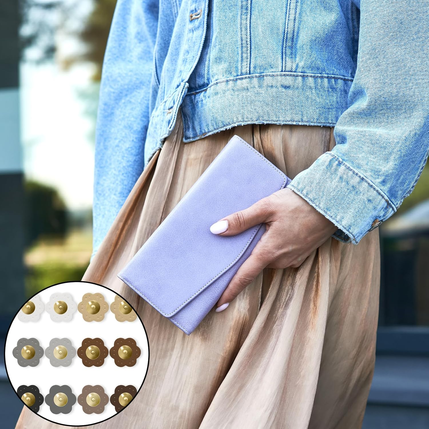 TEAONE Leather Magnetic Snaps, 6 Pairs Magnetic Blossom Buttons for Purse, Handbag, Wallet, Clothes, DIY Crafts (Colorful) image number 3