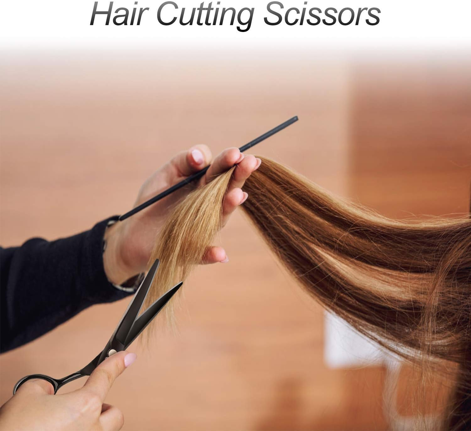 Hair Cutting Scissors Shears Kit, Professional Hairdressing Scissors Set (Hair Beard Trimming Shaping Grooming Thinning Shears) for Men Women Hairdresser Home Salon Barber Haircut Kit (Black) image number 4