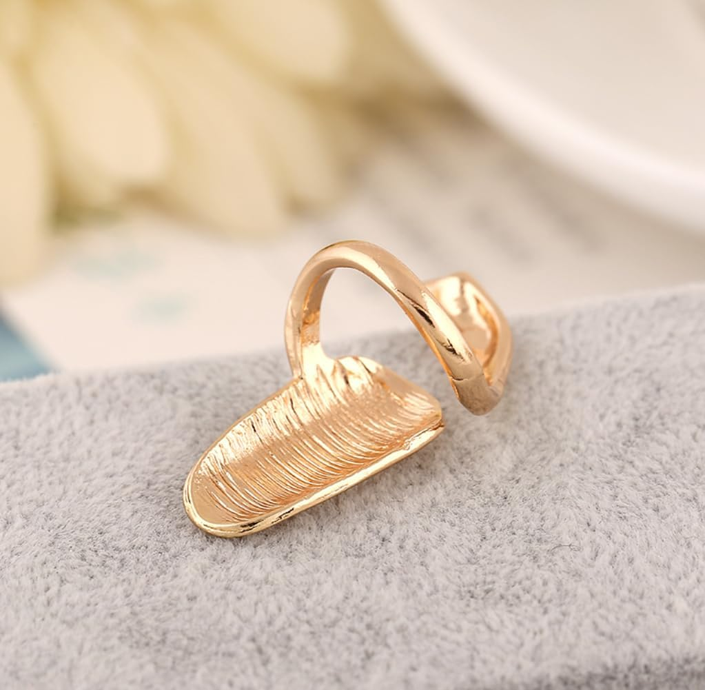 6Pcs Gold Metal Fingernail Rings Finger Opening Ring Fingertip Protective Caps Nail Art Manicure Decoration Accessories