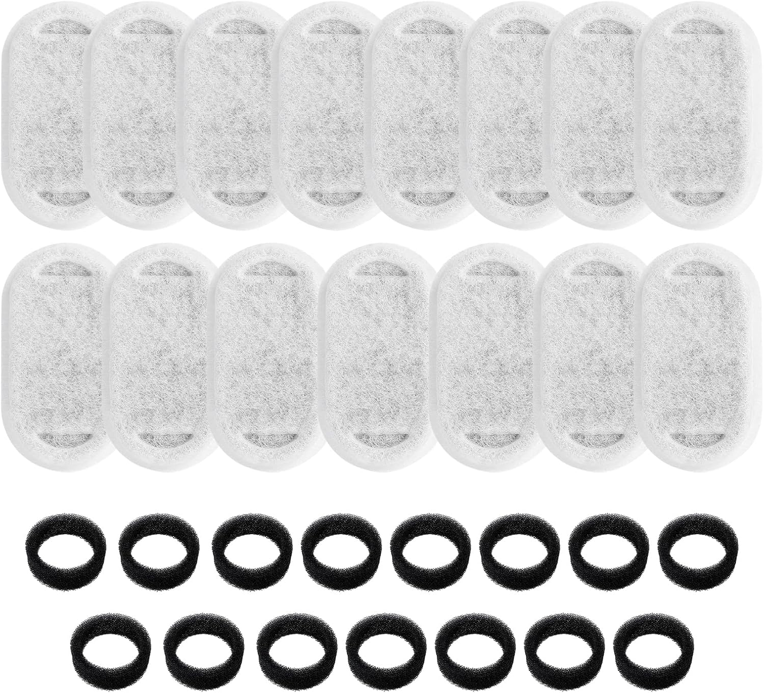 30 Pcs Cat Fountain Replacement Filters for Stainless Steel Pet Water Dispenser - Compatible with 67Oz/2L & 108Oz/3.2L Fountains, Triple-Layer Pet Water Fountain Filter Element with Coconut Carbon