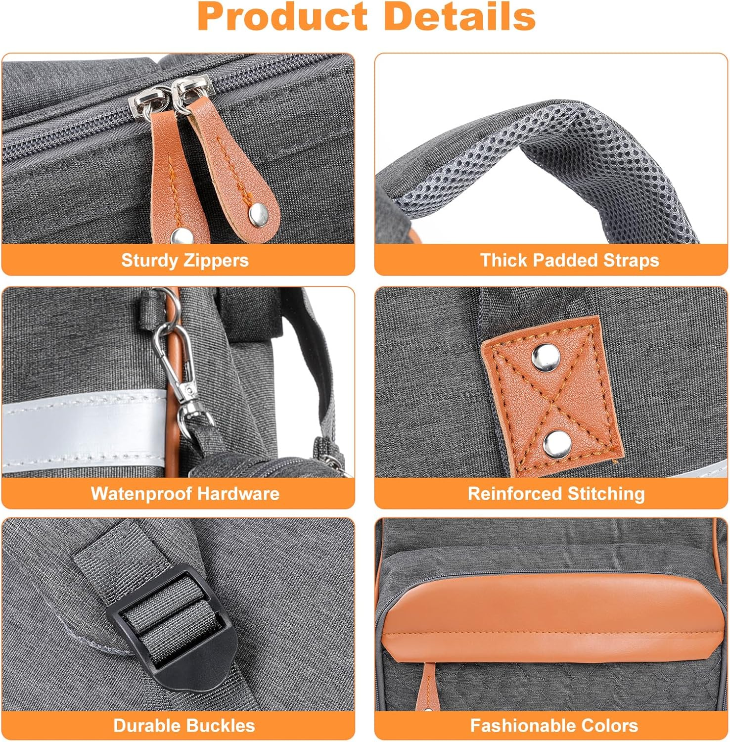 Romon Changing Bag, Baby Changing Backpack, Casual Backpack, Changing Bags, Large Changing Backpacks, Mommy Bag, Nappy Bag with Multifunctional Baby Bags/Mobile Changing Mat/Pram Straps for Mum Dad image number 3