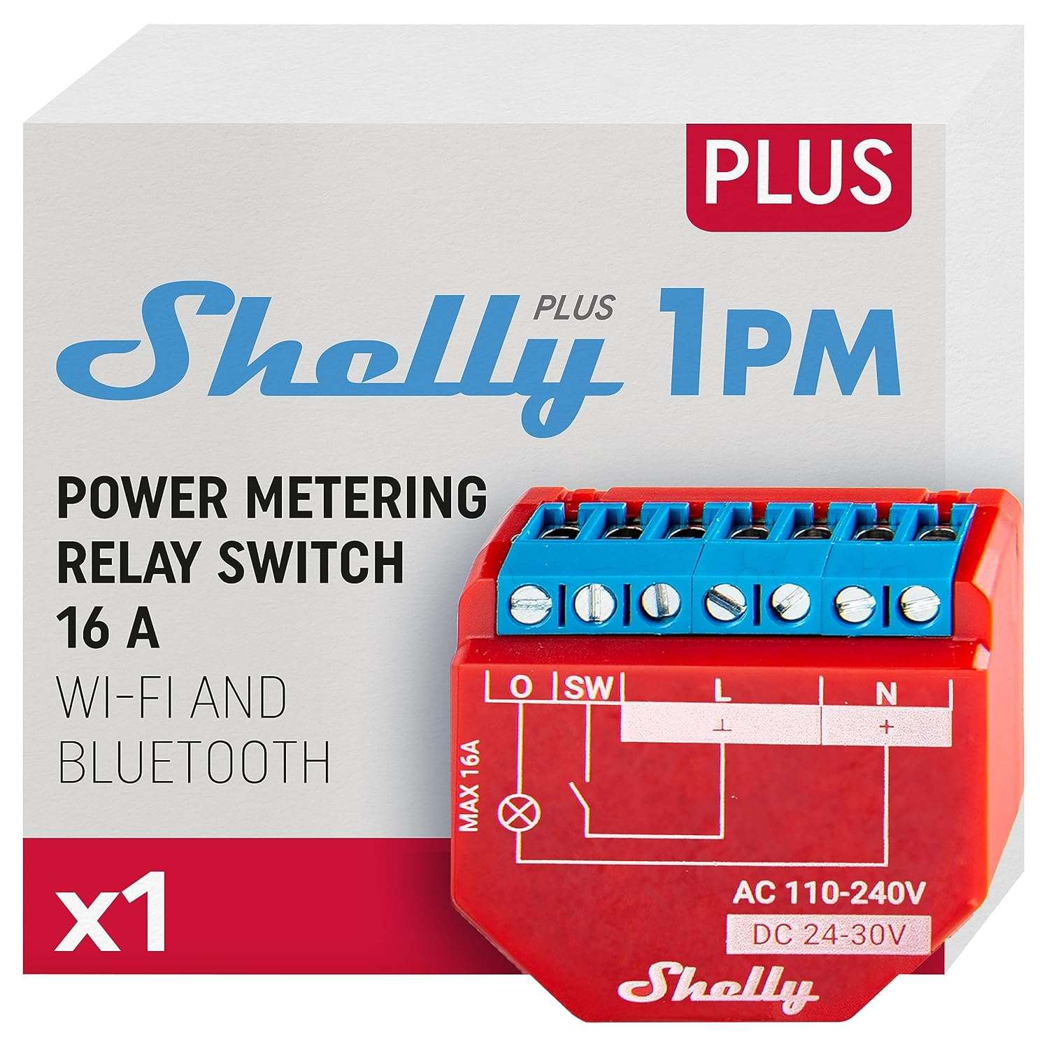 Shelly plus 1PM | Wifi & Bluetooth Smart Relay Switch with Power Measurement | Home Automation | Alexa & Google Home Compatible | No Hub Required | Wireless Lighting Control image number 2