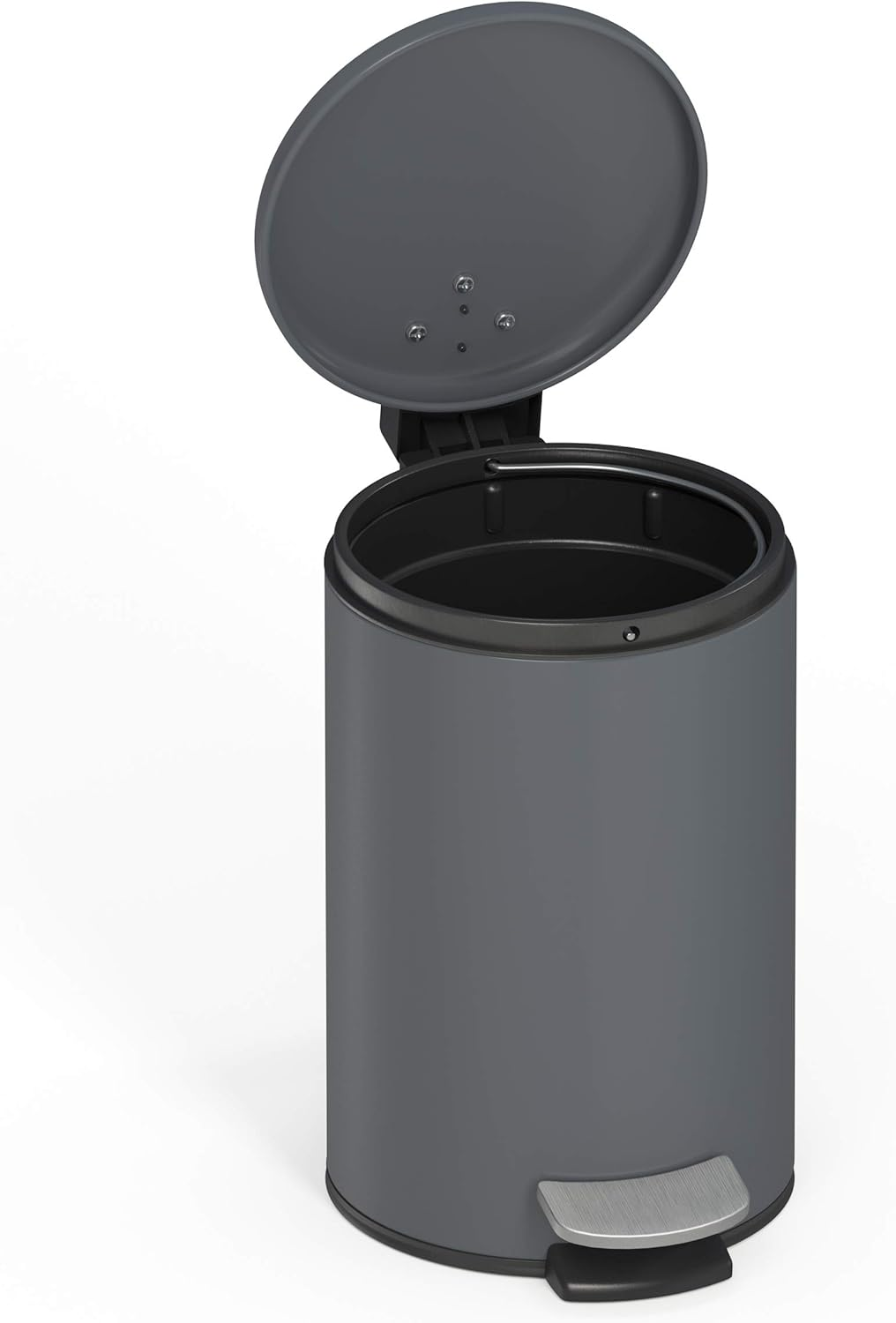 Stardis 3 Litre Pedal Bin Stainless Steel Dark Grey Matt with Soft-Close Mechanism, Folding Lid, Quiet Closing Soft Close with Inner Bucket, Cosmetic Bin, Waste - Black image number 7