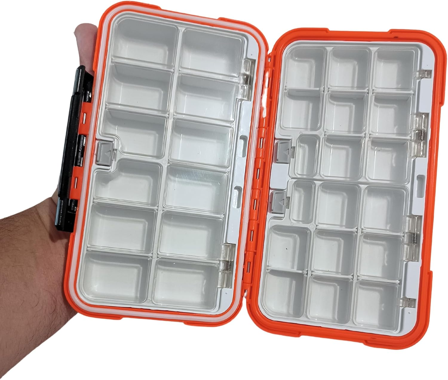 Whistytwig Compact Waterproof Fishing Tackle Box - Small, Organized Storage for Hooks, Lures, Jig Heads, and Fishing Equipment - Easy Storage - Compact to Carry Fishing (Green, Small)