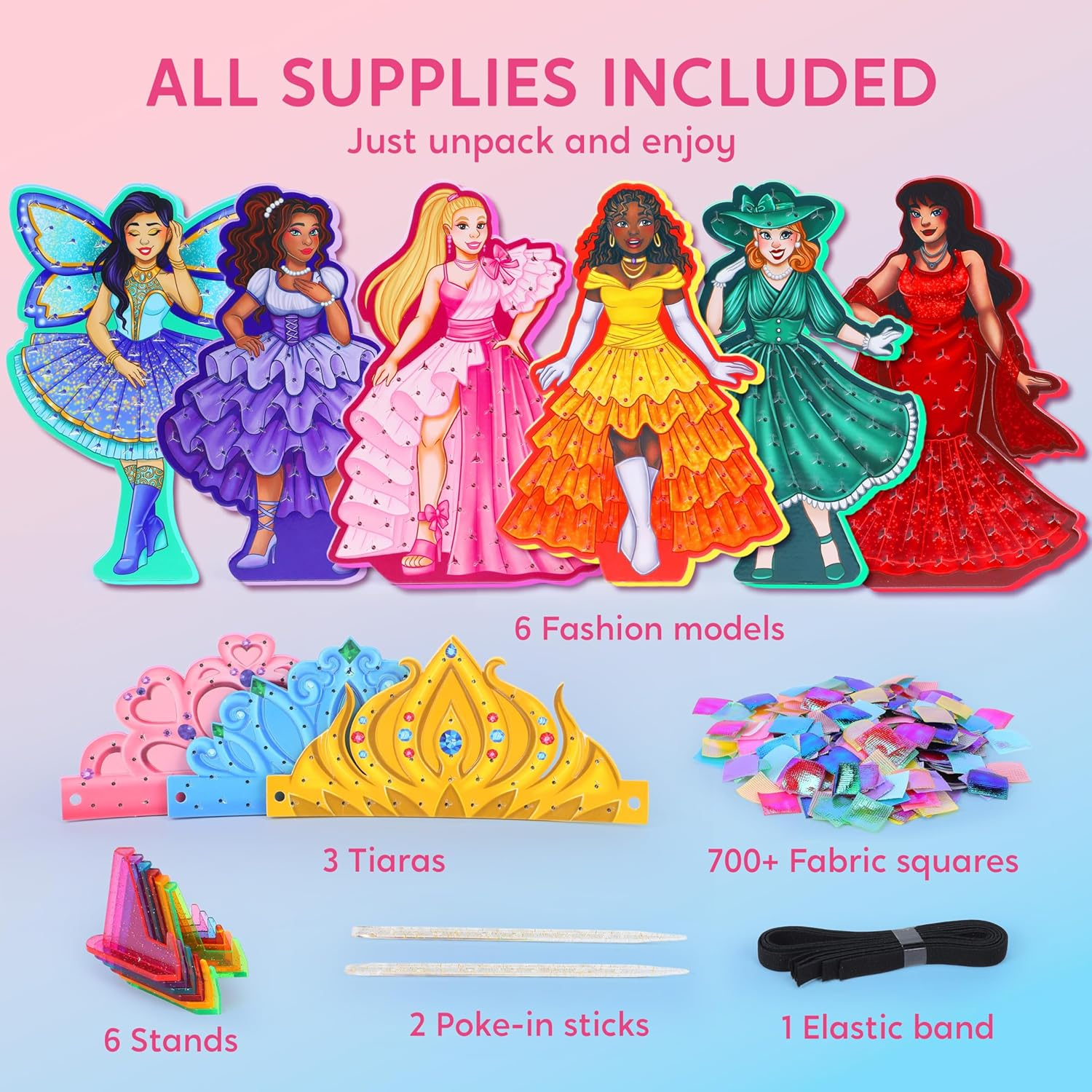 Klever Kits Poke in Fun Art Crafts for Kids Ages 4-8, Princess Dress-Up, Art Activities, DIY Craft Kits, Girls Ages 4 5 6 7 8+ Birthday Gifts by Jova image number 1