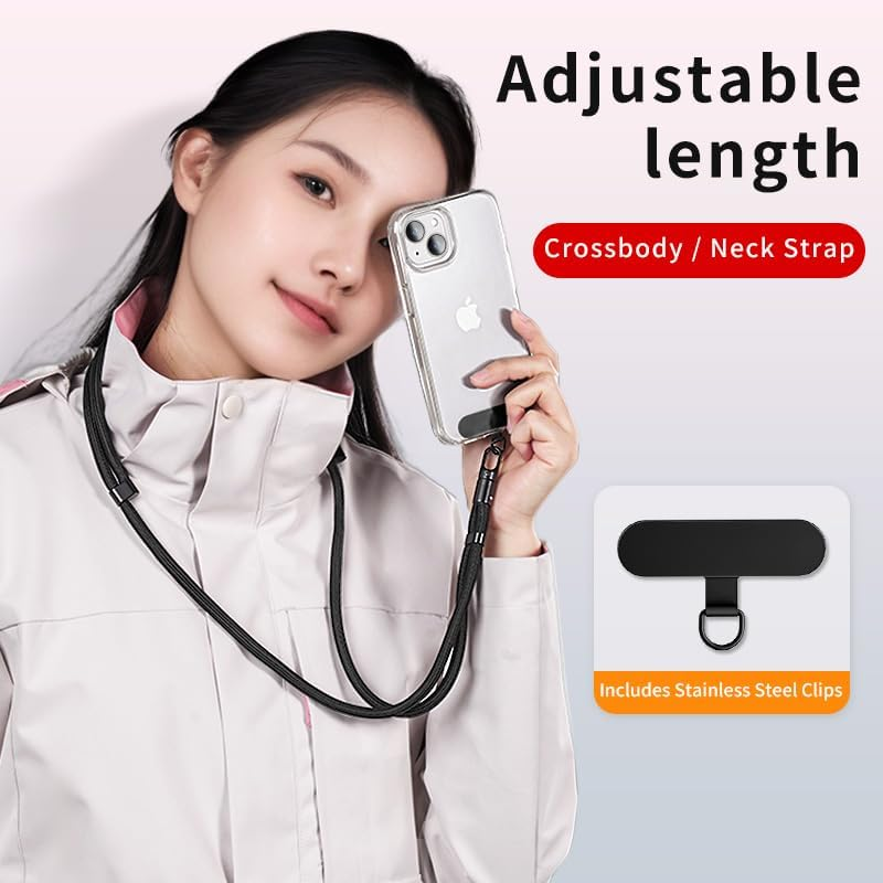 Mobile Phone Lanyard Camera Strap with Stainless Steel Clip, Crossbody or Neck Strap, Ajustable Length 45Cm-85Cm, Comfortable and Durable, Made of Soft Nylon, Compatible for Iphone, Samsung, Xiaomi image number 6