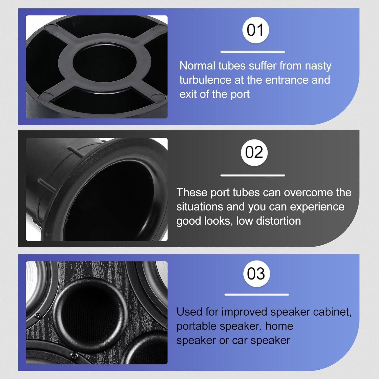 HEALSOPTHY 8Pcs Speaker Port Tubes Bass Vent for Subwoofer Woofer Box Speaker System Bass Enhancement with Easy Installation for Home Audio image number 1