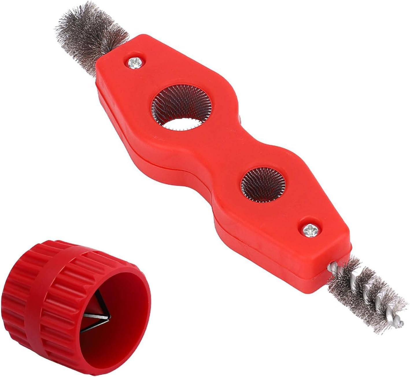 HSUYUN Indoor/Outdoor Copper Pipe Deburring and 4-In-1 Double Head Copper Pipe Cleaning Brush, Red Copper Pipe Cleaner, Pipe Deburring for Copper, Aluminium and Plastic Pipes image number 5