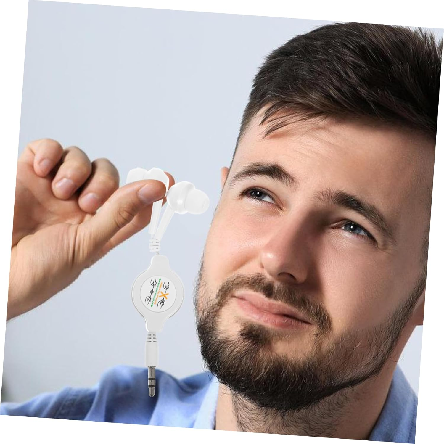 MUELODSIC Retractable in Ear Headphones Earphones with Cushioned for Players and Digital Devices White Telescopic Earbuds for Comfortable Listening and Easy Storage image number 2