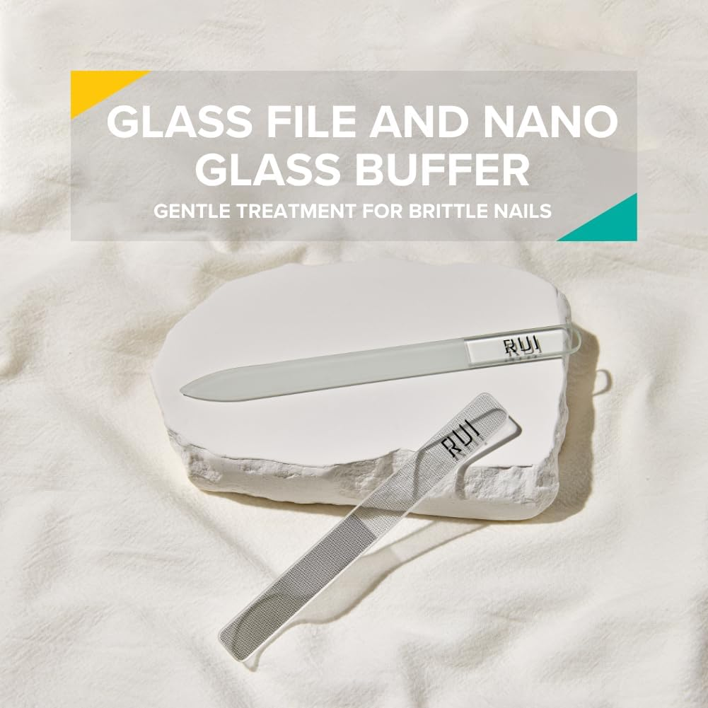 Rui Smiths Carbonconscious Glass Nail File & Nano Glass Buffer Set for Shiny Manicure Grooming - Reusable, Comes with Protective Cases image number 5