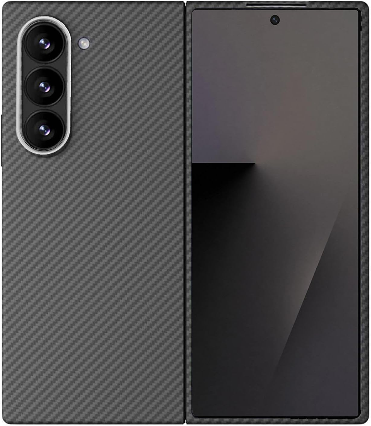 Sisyphy Aramid Fiber Case for Samsung Galaxy Z Fold 7 Compatible with Magsafe, Black 600D with Carbon Fiber Texture, Super Slim Protective Cover Skin, Soft Touch Sturdy Durable Snap-On Back Cover