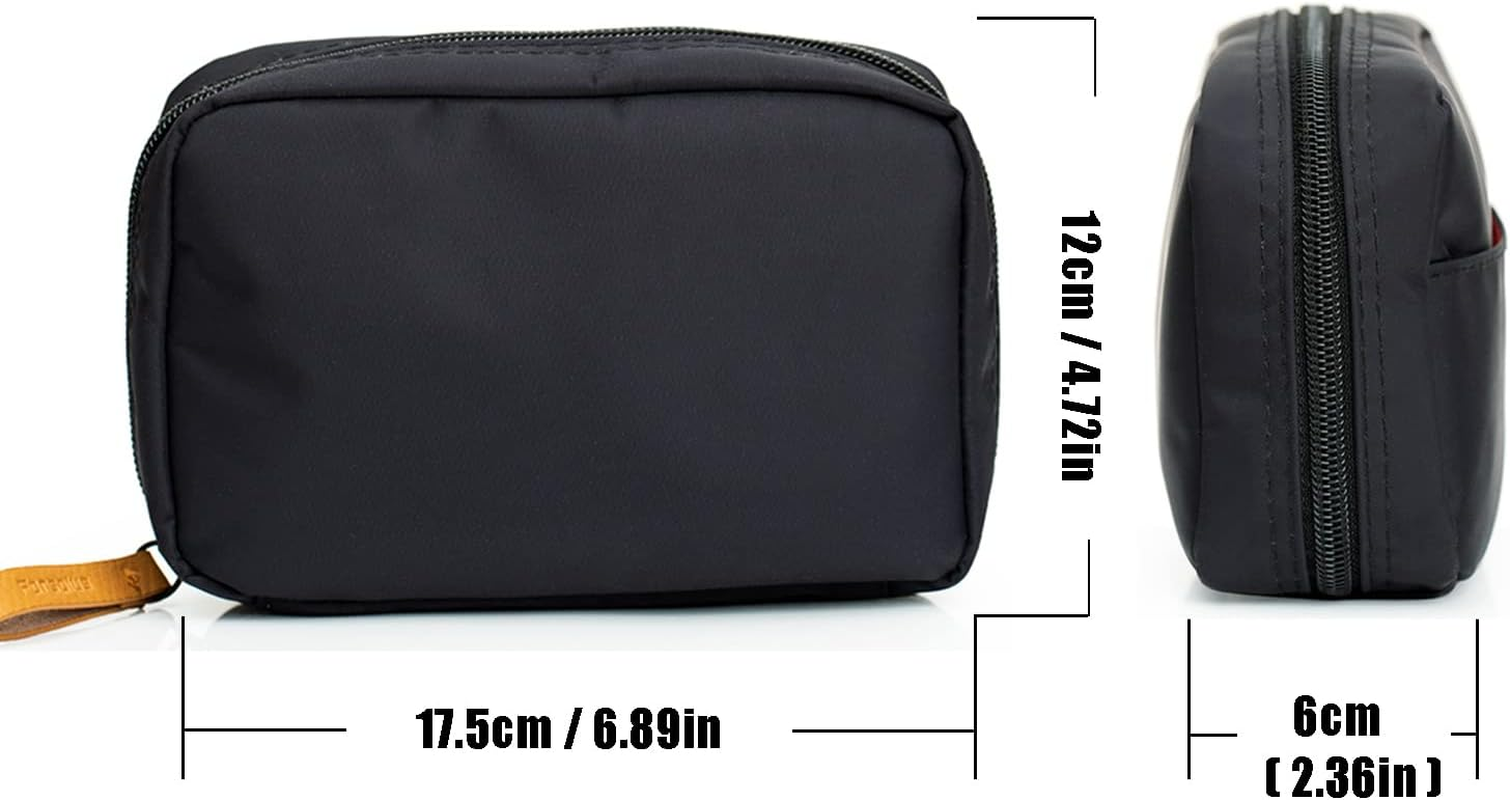 Hekyip Rectangular Beauty Bag, Small Travel Makeup Bag for Purse, Portable Waterproof Cosmetic Pouch for Ladies Women (Rectangular Inner Red) image number 3