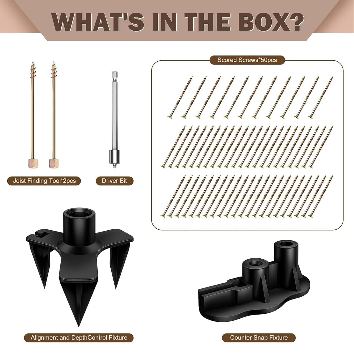 Squeaky Floor Repair Kit, Eliminates Floor Squeak Fit Most Carpet Hardwood Floors, Wood Floor Fixer with 5 Tools and 50 Screws, Woodworking Project Kits for Fix Floors image number 5