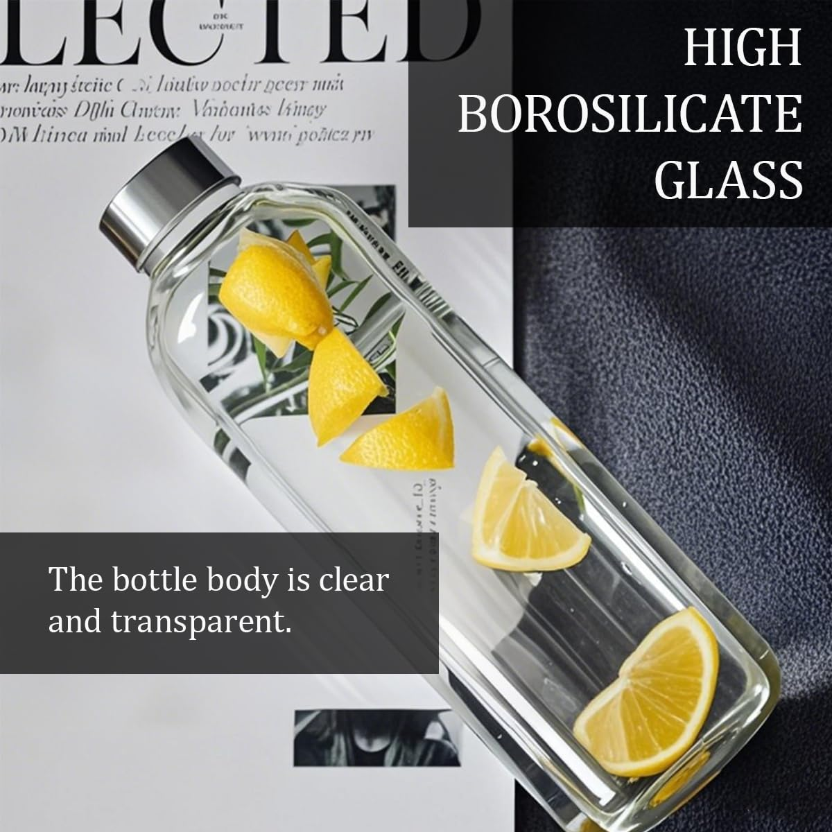 Blissify 1L High Borosilicate Glass Water Bottles, 2 Pack Glass Juice Bottles with Lids, Reusable Drinking Bottles for Hot Cold Drinks, Home, Office, Gym & Outdoors image number 3