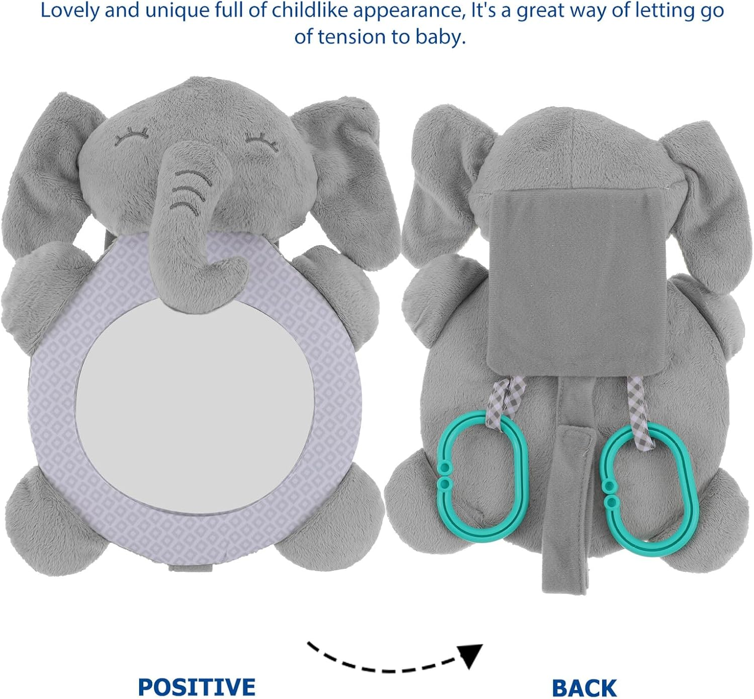 Rear Facing Car Mirror for Safety Observation with View Cute Animal Design for Soothing Boy Girl during Travel Easy to Install Headrest Multifunctional Rear Seat Accessory image number 5