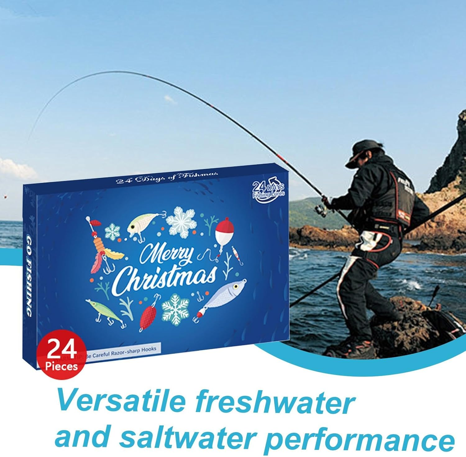 Fishing Lure Advent Calendar | Christmas Fishing Advent Calendar | 24 Days Christmas Countdown Calendar Fishing Lures Set | Fishing Tackle Advent Calendar 2024 for Men Teen Boys