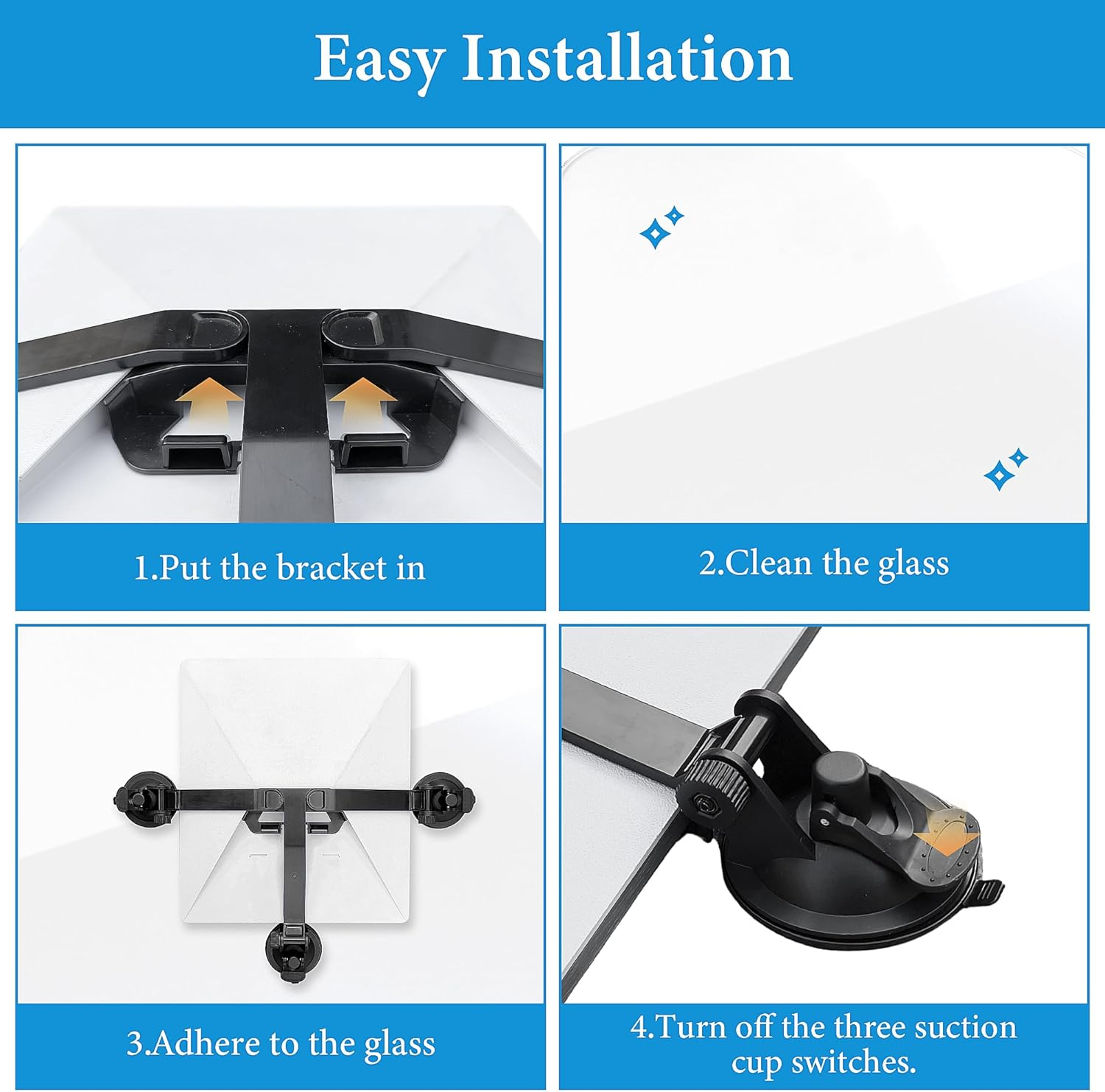 Foldable Starlink Mini Car Mount with Suction Cups，Quick Release Sunroof/Moonroof Mount for Car, RV, Boat, Truck Glass (Black) - Black image number 2