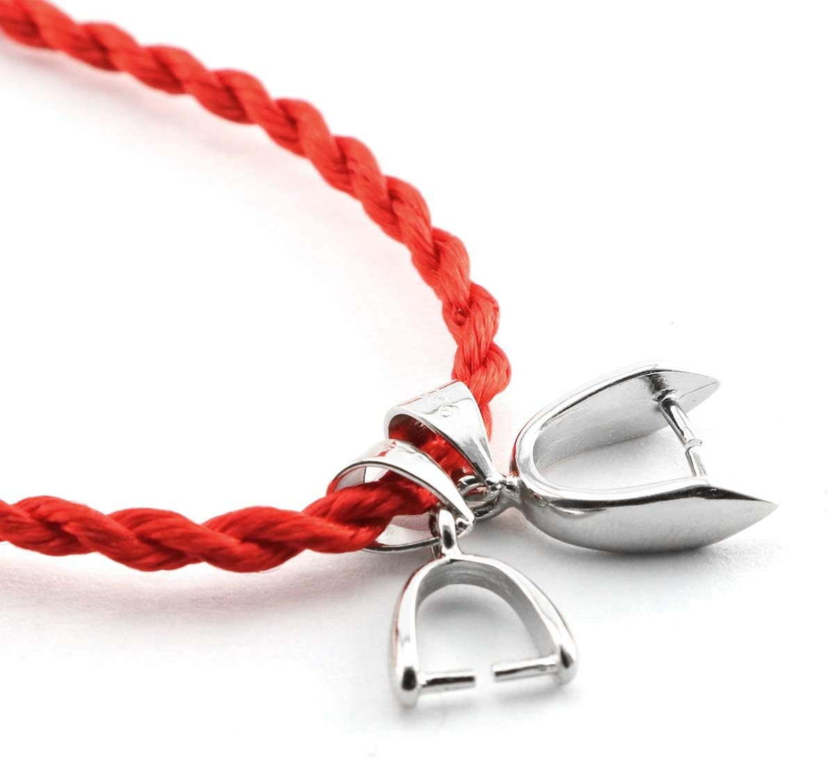 Heyous 2Pcs 925 Sterling Silver Pendant Accessories Jade Pendant Buckle Pinch Clasp for Necklace DIY Jewelry Craft Making 14Mm