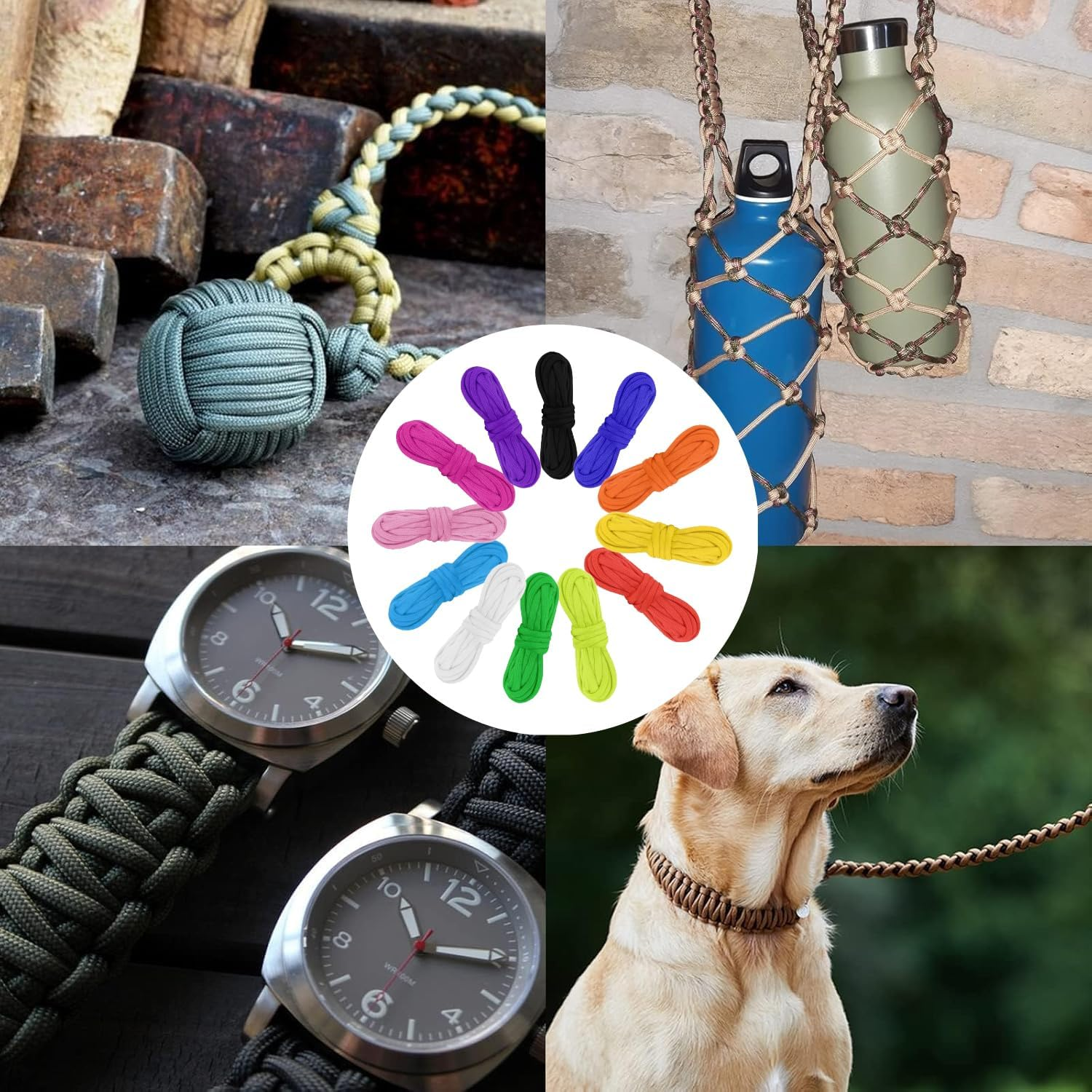 12 Pack 550-10 Feetcolourful Nylon Multifunction Paracord Rope(12 Colors) image number 2